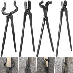 PRICES MAY VARY. 【Flat Tongs】-- Flat Tongs For 1/4 inch flat stock. The jaws of the pliers have a smooth surface that will not scratch the workpiece. Making the tongs lighter and easier to handle when working with smaller stock sizes. 【Blade Tongs】-- For flat stock sizes from 1/8'' to 3/8 '' thick and up to 1 3/4'' wide, making it easy to transition from forging to anvil. Designed for Knife-smiths these tongs will allow you to grip the knife in various positions when drawing out the blade. 【V Bi Forging Tongs, Blacksmith Tongs, Blacksmith Hammer, Forging Tools, Hammer Tool, Blacksmith Forge, Blacksmith Tools, Tool Knife, Metal Tools