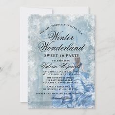 the winter wonderland sweet 16 birthday party card