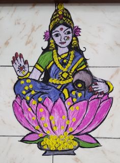 a drawing of a woman sitting on top of a flower with her hands in the air