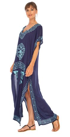 Made from a semi-sheer lightweight rayon material, this beach cover up will brighten up your summer wardrobe. Beautifully crafted to fit petite sizes to plus size. BOHO STYLE- Mandala print design makes this caftan fit for a bohemian goddess. Beautifully handcrafted art that you can wear. Easily upgrade your beachwear this summer with a comfortable and stylish lounge dress from SHU-SHI. TRAVEL-FRIENDLY- The lightweight beach dress makes it the ideal travel companion. Easily toss in your carry on Plus Size Boho, Kaftan Maxi Dress, Long Kaftan, Mandala Print, Lounge Dress, Handcrafted Art, Caftan Dress, Maxi Dress Blue, Printed Maxi