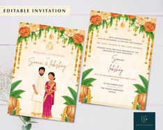 "Are you looking for an exclusive digital wedding Invitation card, well look no further as our shop provides a variety of beautiful wedding invitations as well as function invites and digital welcome sign boards. This south Indian wedding card template is the latest addition to our shop and perfect to send out to your friends and family in no time. Get access to the template in one click. Easy to edit, download and share. * * * WHAT YOU'LL GET : * Instant Access to the Template. * Instant Download * Size: 5\" X 7\" Inches.  * Unlimited edits & downloads. * * * WHAT YOU CAN CHANGE IN YOUR EDITABLE DIGITAL SOUTH INDIAN WEDDING INVITATION TEMPLATE * Edit all text. * Edit text color, size and font. * You can add additional text in case you want more info. * * * WHAT YOU CAN'T CHANGE IN THIS DI Wedding Card South Indian, Indian Wedding Cards Ideas Hindus, South Indian Wedding Invite Template, South Indian Invitation Cards, Tamil Wedding Invitation Templates, Wedding Invitations South Indian, Indian Wedding Invitation Cards Design Hindus, Invitation Card Design For Wedding, Telugu Wedding Invitation Card