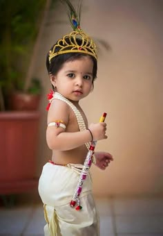 Little krishna... at in Kerala Krishna Costume, Krishna Jewellery, Baby Images Hd, Krishna Baby, Little Buddha, Baby Photoshoot Boy, Krishna Krishna