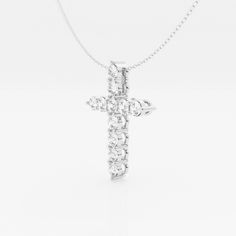 Gorgeous lab grown diamond cross pendant. Comes with an adjustable extender chain so you can style and wear it your way. White Gold Cross Necklace With Adjustable Chain, Pearl And Diamond Earrings, Diamond Cross Pendants, Diamond Cross, Pearl Diamond, 1 Carat, Chain Lengths, Cross Pendant, Rhodium Plated