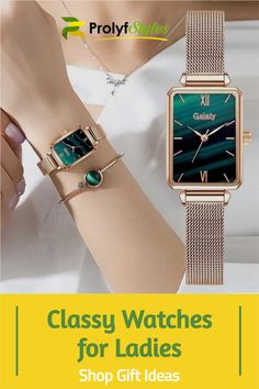 It's time for some new classy fashion watches! With ProLyf Styles, you'll find the latest trends to update your wardrobe. From trendy accessories to the latest in stylish watches for women – we have what you need. Worried about finding a stylish holiday gift for a woman? We've got you covered! From cute watches to classy jewelry – ProLyf Styles has a gift guaranteed to put a smile on her face. ProLyf Styles offers you trendy watches for women in different styles. Trendy Formal Watch With Rectangular Dial, Trendy Rectangular Dial Watch As A Gift, Trendy Rectangular Dial Watch For Gift, Trendy Rectangular Dial Watch As Gift, Trendy Analog Watches For Gift, Trendy Analog Watch As Gift, Trendy Green Watches As Gift, Rolex Watches For Sale, Son Bracelet