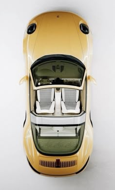 an overhead view of a yellow sports car