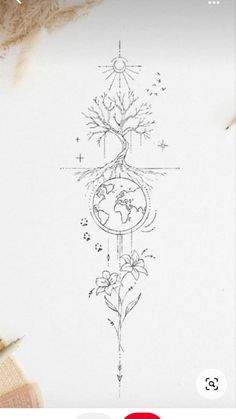 an image of a drawing on paper with the earth and tree in it, next to some