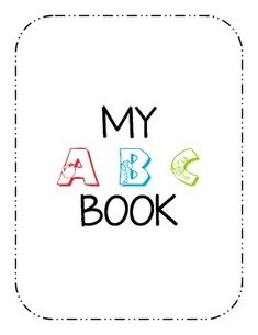 the words my abc book are drawn in different colors