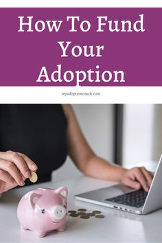 a piggy bank sitting in front of a laptop computer with the words how to fund your