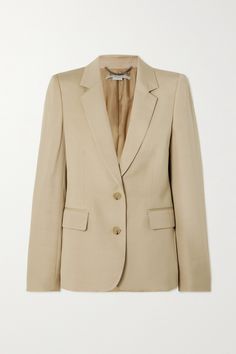 Stella McCartney's collections always include a classic blazer – this one is made from smooth dupioni in a versatile sand shade. Defined by its clean lines, it has a single-breasted front with wide, notch lapels and dual flap pockets.<br><br>This product was made using Considered Materials. Find out more about NET SUSTAIN <a href="https://www.net-a-porter.com/en-gb/campaigns/net-sustain">here.</a> Stella Mc, Basic Jackets, Suits And Jackets, Classic Blazer, Business Fashion, Outerwear Women, Net A Porter, Women Collection, Stella Mccartney