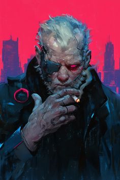 #cyberpunk #oldpeople #man #woman Old Cyberpunk, Cyberpunk Male Character Design, Afrofuturism Art, Cyberpunk 2020, Cyberpunk Rpg, Cyberpunk Character, Old People, Old Man, Old Men