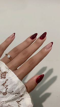 Crimson Nail Designs, Nail Art Red Wine, Blood Red Nails Design, Reception Nails, Red Blood Nails, Res Nails, Red Velvet Nails, Blood Red Nails, Red Nail Ideas