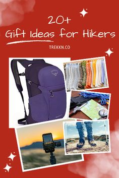 the back cover of a book with pictures of different items and text that reads, gift ideas for hikers