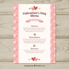 valentine's day menu with hearts