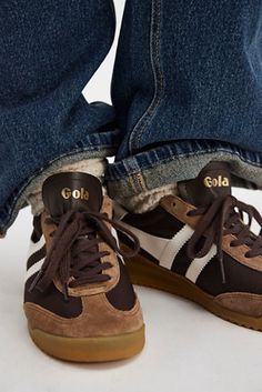 Gola Tornado Sneakers Cool Women’s Sneakers, 2025 Sneakers, October Fits, Alpine Fashion, Sneakers For Work, Brown Sneakers Women, Gola Sneakers, Winter Favorites, 2024 Wishlist