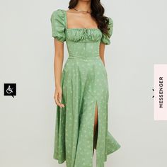 Size L+ (Closest To Us Size 10/12) Never Worn, Security Tags Still Attached. Original Listing Here: Https://App.Houseofcb.Com/Tallulah-Olive-Floral-Puff-Sleeve-Midi-Dress-Us Outfit Formal Mujer, High Waist Maxi Dress, Boho Midi Dress, Vintage Floral Dress, Sleeves Clothing, Split Dress, Daily Dress, Floral Dress Summer, Women Long Dresses