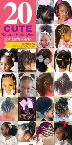 20 Cute Natural Hairstyles for Little Girls - From pony puffs to decked out cornrow designs to braided styles, natural hairstyles for little girls can be the cutest added bonus to their precious little faces. Black Baby Hairstyles, Blonde Balayage Highlights, Really Short Hair, Toddler Hairstyles Girl