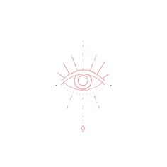 an all seeing eye is shown in red on a white background