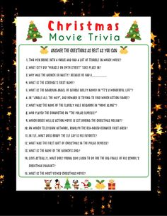 a christmas movie trivia is shown with gold stars