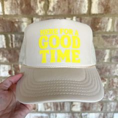 adult sizing; adjustable strap in the back one size fits most! Trendy Trucker Hats For Women, Beach Trucker Hat, Trendy Trucker Hats, Hat Quotes, Hats Cowboy, Cruise Gifts, Beach Boat, Casual Street Wear, Custom Trucker Hats