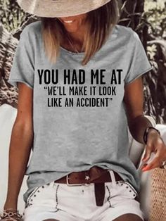 Old Shirts, Loose Tees, Just Kidding, Short Girls, Girls Trip, Letter Print, Casual T Shirts, Printed Shorts, Neck T Shirt