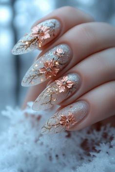 Jennie Nails, Luxurious Nails, Nail Art Ombre, Glamorous Nails, Pearl Nails, Winter Nail Art, Winter Nail Designs