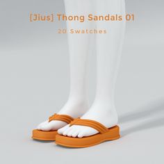 a pair of white legs with orange sandals on them and the words jus / tongg sandals 01 20 swatches