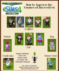 an advertisement with cartoon characters on it for the tv show, how to appear the gnomes at harvestfest