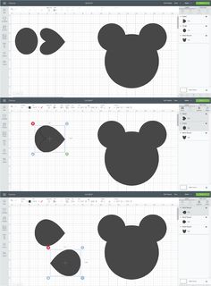 the silhouettes for mickey mouse's ears are shown