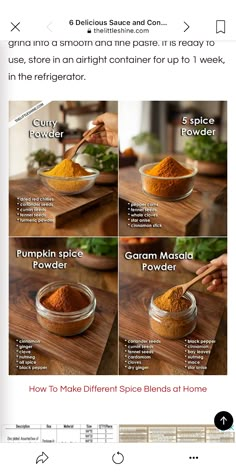 the instructions for making homemade pumpkin spice blend