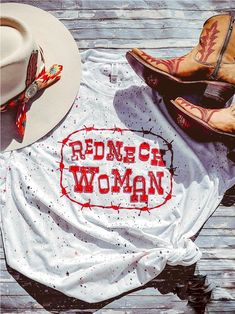 Every redneck woman needs this funny tee! Pair it with your favorite pair of cutoff denim shorts and cowgirl boots! This graphic tee is perfect for the summer. Browse our colelciton of western clothing today! Southern Style Outfits