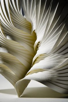 an intricate white paper sculpture on a table