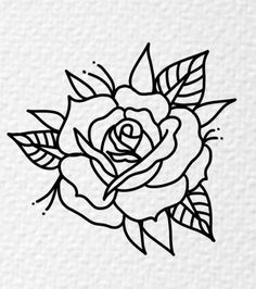 a black and white drawing of a rose