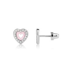 Little girls sterling silver pink heart earrings accented with beautiful sparkling CZs and screw back closure. Gorgeous and dainty making a wonderful gift for flower girls, birthday gift for little girls, and everyday earrings for babies, toddlers or older girls! Great earrings for new pierced ears created with nickel free precious metals so it will not irritate her ears. 🌸Earrings are hypo-allergenic so they will not irritate sensitive ears and have shortened posts for kids so they don't poke Lds Gifts, Keepsake Baby Gifts, Pink Heart Earrings, Flower Girl Bracelets, Baby Earrings, Jewelry Bracelets Gold, Cute Gift Boxes, Encouragement Gifts, Flower Girl Gifts