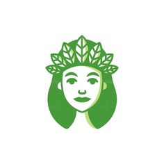 a woman's face with leaves on her head and the words, green lady