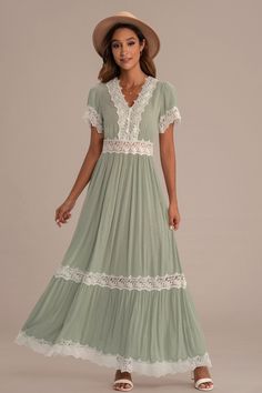 Seafoam Half Sleeve V Neck Spring Summer Maxi Dress Modest Clothes, Modest Outfit, Long Evening Dress, Ever Pretty, Wardrobe Inspiration, Half Sleeve Dresses, Comfy Dresses, Summer Maxi, Chiffon Ruffle