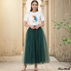 Olivia Mark - Professional Sheer Mesh Midi Skirt: Elegant Dance Instructors Sheathed Skirt for Special Occasions Mesh Midi Skirt, Belted Midi Skirt, Organza Skirt, Midi Flare Skirt, Skirts Midi High Waisted, Sheer Skirt, Half Skirt, Mesh Skirt, Chiffon Skirt