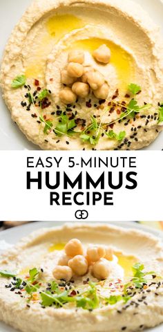 hummus recipe with text overlay