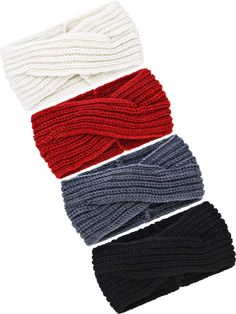 PRICES MAY VARY. 4 Colors: each set of headbands comes with 4 colors, they can match with different types of clothes and make your life colorful easily Knitted design: the headband is knitted, which is elastic and soft, very stretchable, the wide headband can bring warm to you easily without hurting your hair, especially design for winter Dimensions: the unstretched headband measures approx. 4.3 inches/ 11 cm in width and approx. 7.9 inches/ 20 cm in length, with elasticity, they fit for most gi Ear Warmers Crochet, Chunky Knit Headband, Knit Headbands, Crochet Hairband, Warm Headbands, Head Wraps For Women, Crochet Ear Warmer, Winter Headbands, Chunky Knit Blanket