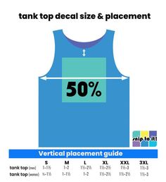 a tank top with the number 50 % on it and an arrow pointing to the bottom