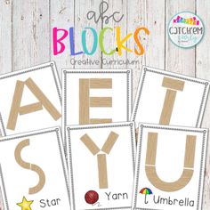 four printable alphabets with the words abc and y on them