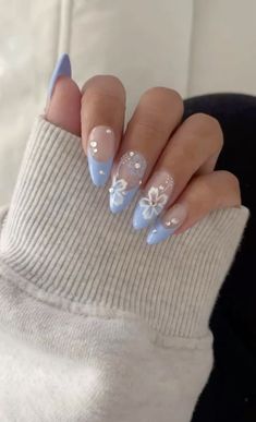 Summery Nails, Girly Acrylic Nails, Short Acrylic Nails Designs, Beach Nails, Pretty Acrylic Nails, Short Acrylic Nails, Best Acrylic Nails, Flower Nails, Cute Acrylic Nails