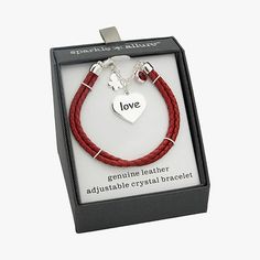 Features: Nickel Free, Adjustable, In A Gift Box, InspirationalCircumference: 7 1/2 InchShape: Heart, ButterflyStone Cut: HeartMetal Color: Silver ToneChain Length: 7 1/2 InchChain Width: .8 MillimetersPendant Length: 20.1mmPendant Width: 17.5mmChain Construction: BraidCare: Wipe CleanStone Type: 1 CrystalBracelet Type: Charm BraceletsMetal: Pure Silver Over BrassPendant & Charms Type: CharmsIs Beaded: NoCountry of Origin: Imported Butterfly Heart, Heart Charm Bracelet, Crystal Bracelets, Pure Silver, Type 1, Heart Charm, Red Leather, Genuine Leather, Gift Box