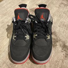 Nike Air Jordan 4 Retro Bred. Worn Twice. Excellent Condition. 7y. Comes With Box As Pictured. Reasonable Offers Welcomed! Nike Air Jordan 4 With Boost Midsole, Nike Air Jordan 4 Sporty Round Toe, Nike Air Jordan 4 Sporty Sneakers With Round Toe, Bred 4s, Jordan 4 Retro Bred, Jordan Bred, Nike Air Jordan 4 Retro, Nike Air Jordan 4, Shoes Nike Air