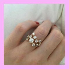 Real Diamond Rings Unique, Diamond Ring Rose Gold, Cluster Diamond Ring, Gorgeous Rings, Real Diamond Rings, Ring Rosegold, Rings Unique, Diamond Rings Design, Platinum Wedding Rings