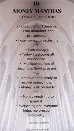 Prayer Money Manifesting Wealth, Affirmations For Happiness, Wealth Affirmations, Manifestation Law Of Attraction, Law Of Attraction Affirmations, Manifesting Money, Attract Money, Positive Self Affirmations, Money Affirmations