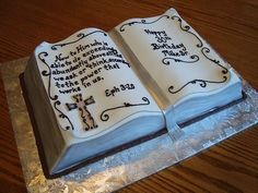 a cake with an open bible on it