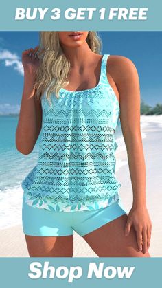 ROTITA Lace Patchwork Cutout Cyan Tankini Set Striped Tankini, Printed Tankini, Two Piece Swimwear, Tankini Set, Swimsuit Set, Swimwear Outfit, Bra Styles, Tankini Top, Outfit Casual