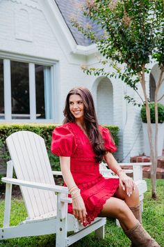 Solid Lace Trim Puff Sleeve Dress in Red r Solid Lace Trim Puff Sleeve Dress in Red. The intricate lace trim and puff sleeves. Fit is true to size Zipper Back Puff Sleeve Dress, White Maxi, Puffed Sleeves Dress, Cream Dress, Lace Mini Dress, White Maxi Dresses, Printed Maxi, Sweater Blouse, Dress Romper