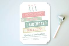 a birthday party card with the words madison's story book on top of it