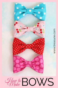 Fabric Bows Diy, Bows For Hair, Make Bows, Hair Ties Diy, Hair Clips Diy, Bows Diy